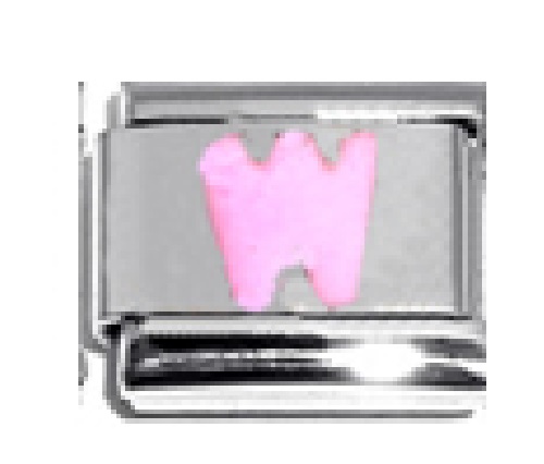 Pink Letter W - 9mm Italian charm - Click Image to Close
